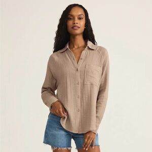 Z supply perfect airy gauze set in iced coffee